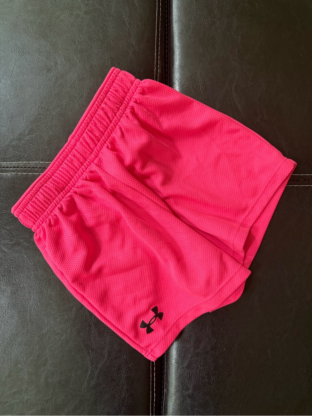 Under Armour - Hot Pink Girl's Athletic Shorts with Black Logo